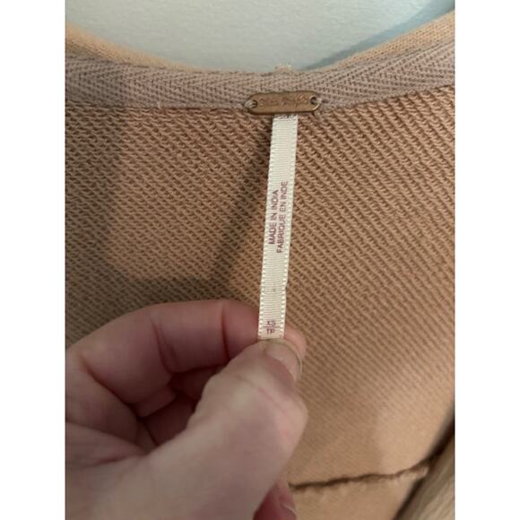 Free People Get Yer Gauze Cardigan Hoodie Ruched French Terry Oversized XS - Picture 6 of 8